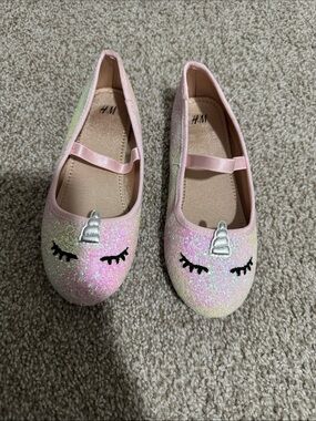 H&M Pink Glitter Unicorn Mary Jane Flats
